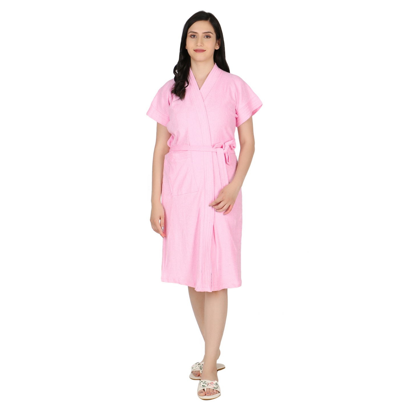 Soft & Absorbent Bathrobe for Women – Comfortable Spa & Lounge Wear (Pink)