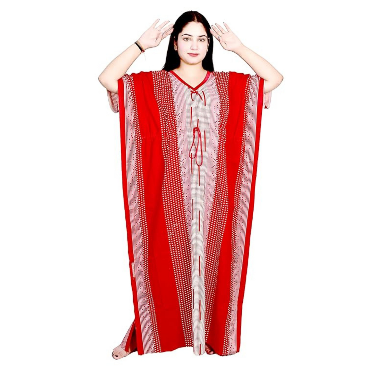 Cotton Printed Kaftan Maxi for Women – Comfortable & Stylish Lounge Wear (Red)