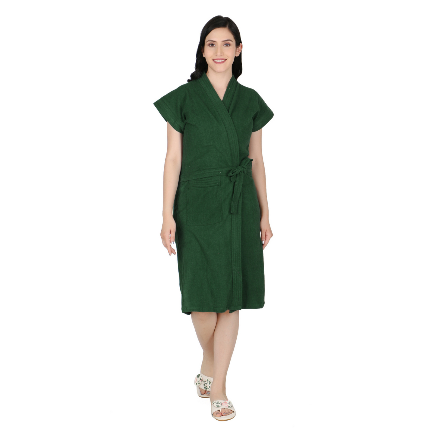 Soft & Absorbent Bathrobe for Women – Comfortable Spa & Lounge Wear (Drk Green)