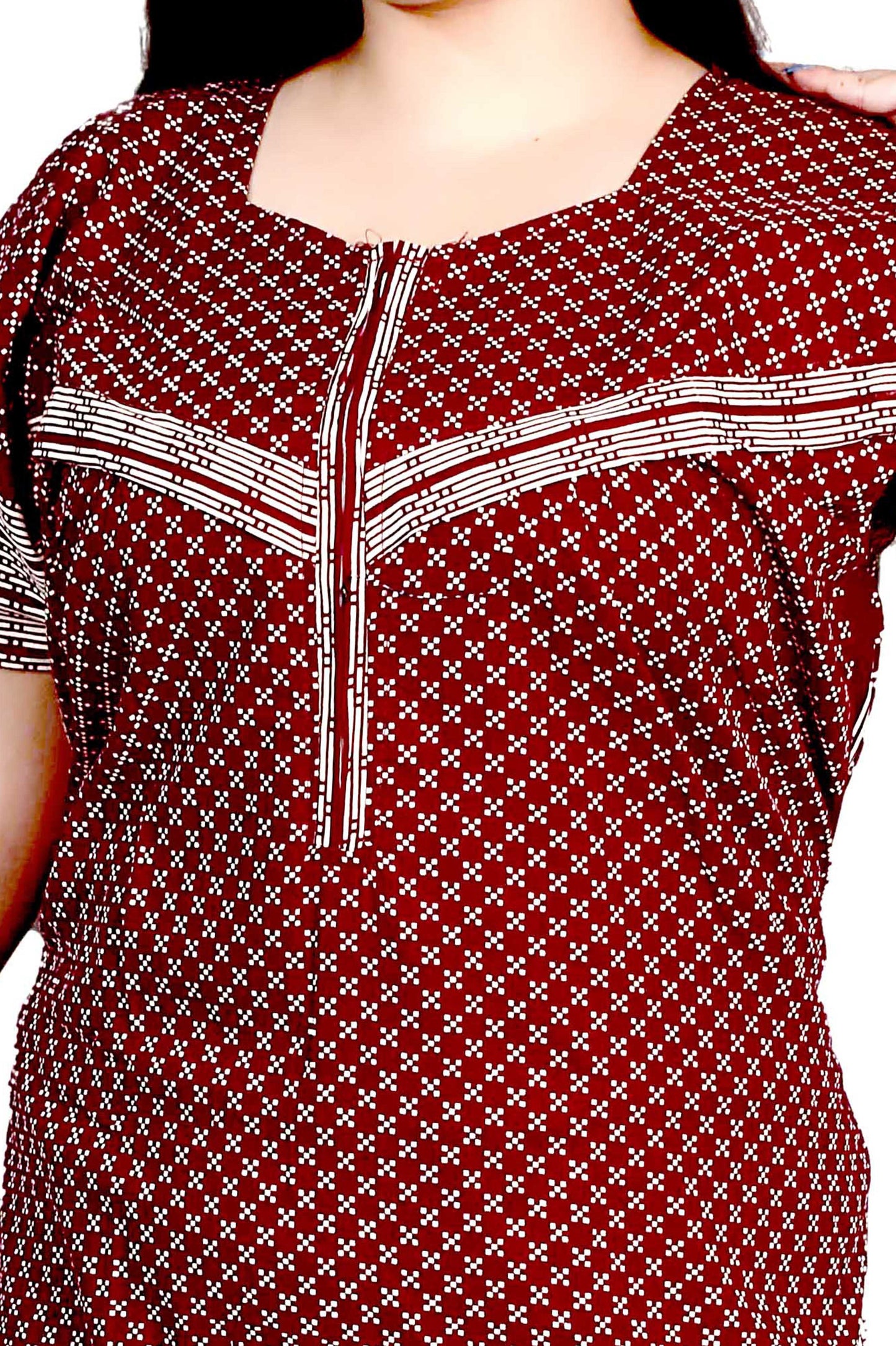 Cotton Feeding Maxi for Women, Night Dress – Comfortable & Stylish Maternity Wear (Maroon)