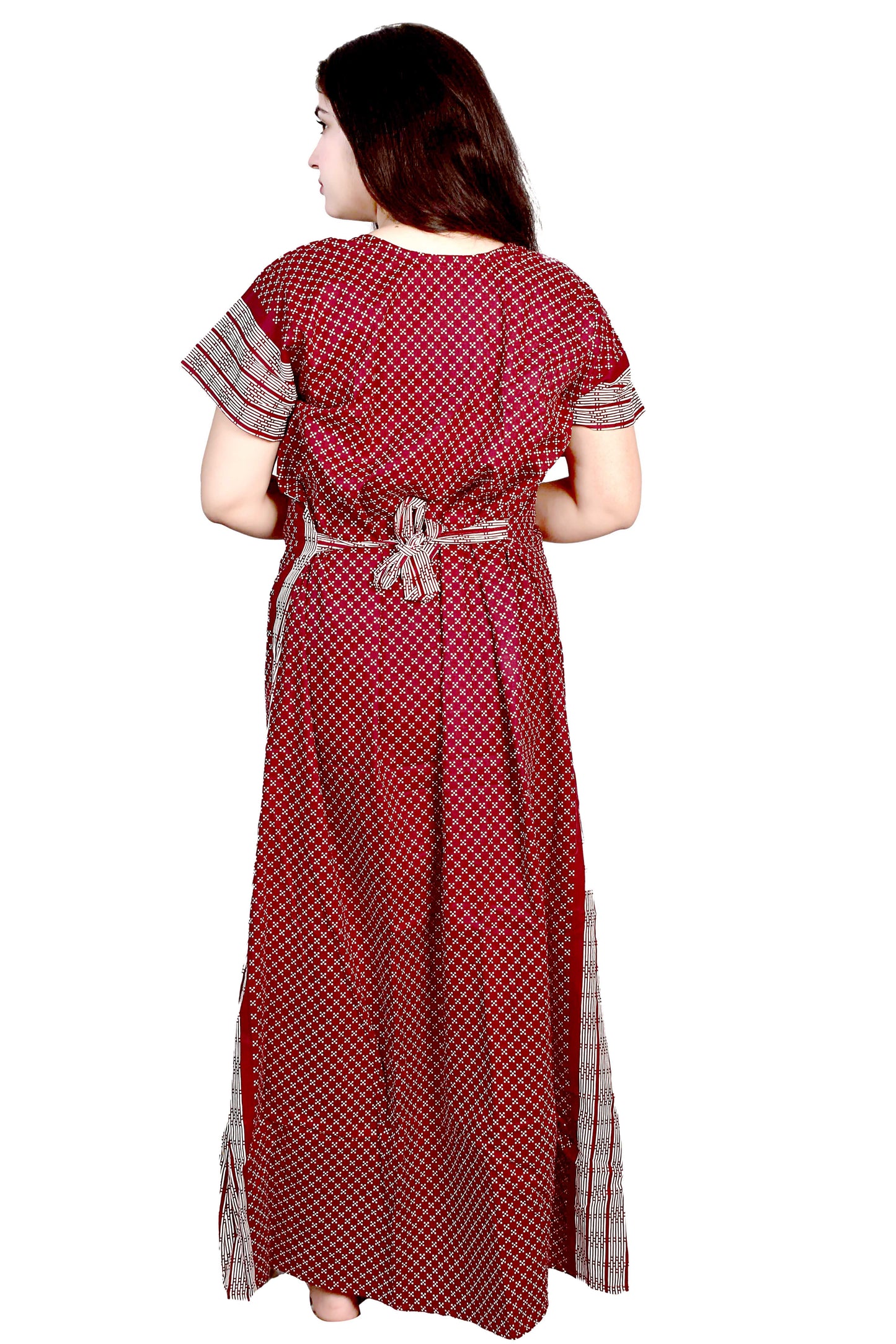 Cotton Feeding Maxi for Women, Night Dress – Comfortable & Stylish Maternity Wear (Maroon)