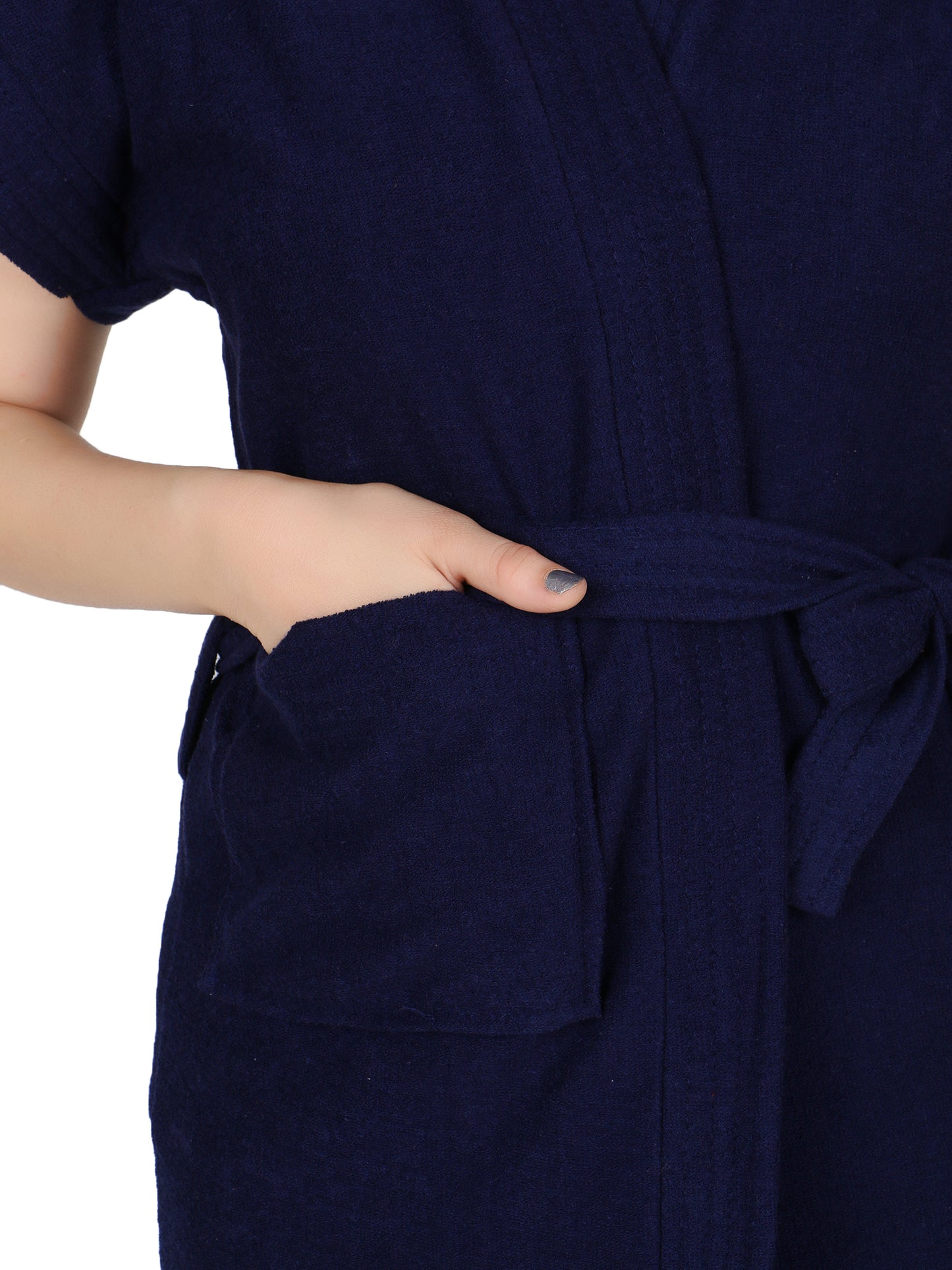 Soft & Absorbent Bathrobe for Women – Comfortable Spa & Lounge Wear (Navy)
