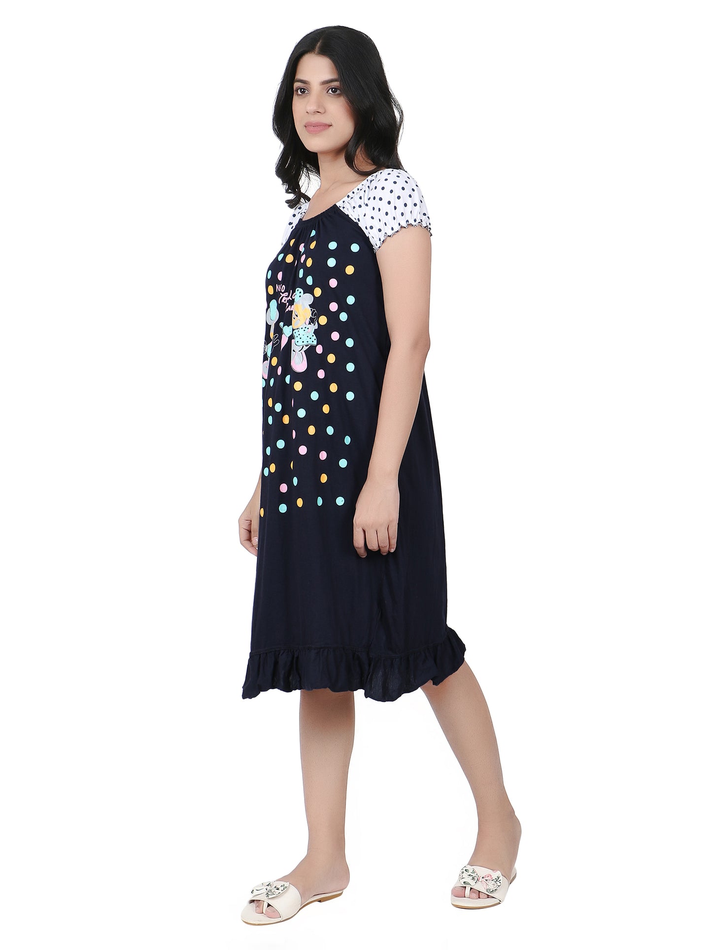 Mini Mouse Cartoon Printed Cotton Casual Short Nighty for Girls & Women – Cute & Comfortable Sleepwear