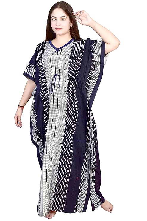 Cotton Printed Kaftan Maxi for Women – Comfortable & Stylish Lounge Wear Blue