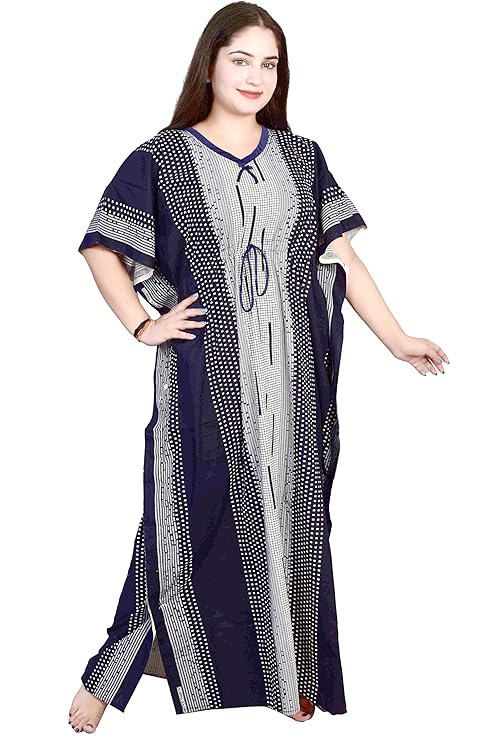 Cotton Printed Kaftan Maxi for Women – Comfortable & Stylish Lounge Wear Blue