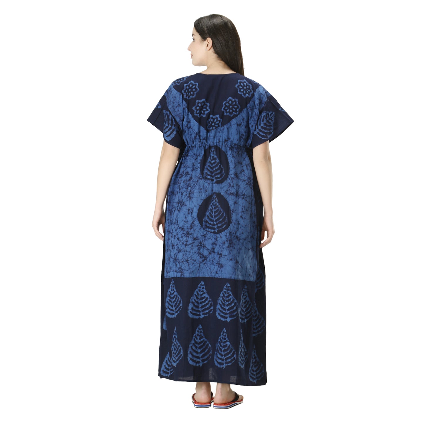 Printed Cotton Kaftan Maxi for Women – Comfortable & Stylish Lounge Wear (Ryl Blue/ Nvy Blue)
