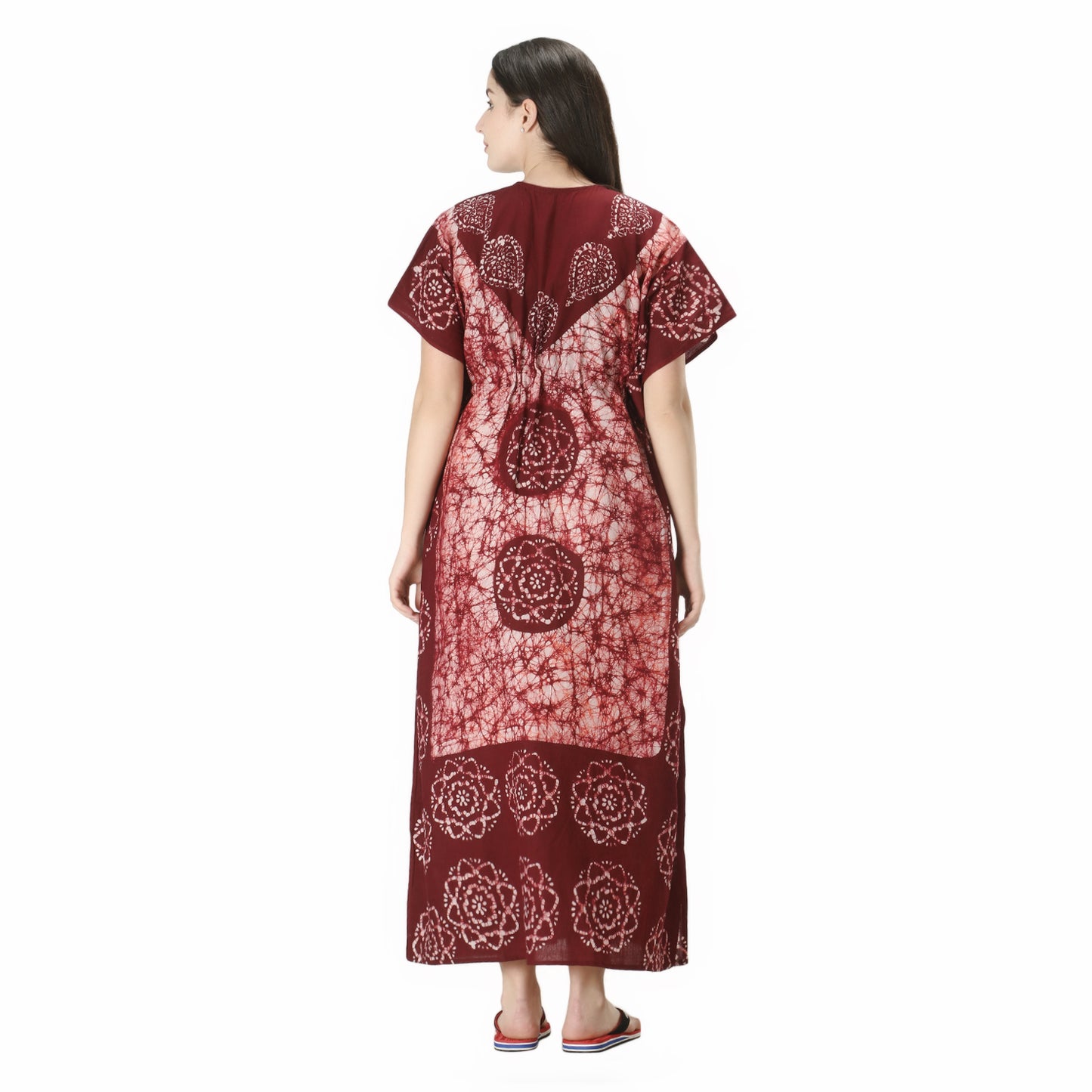 Printed Cotton Kaftan Maxi for Women – Comfortable & Stylish Lounge Wear (Light Brown)