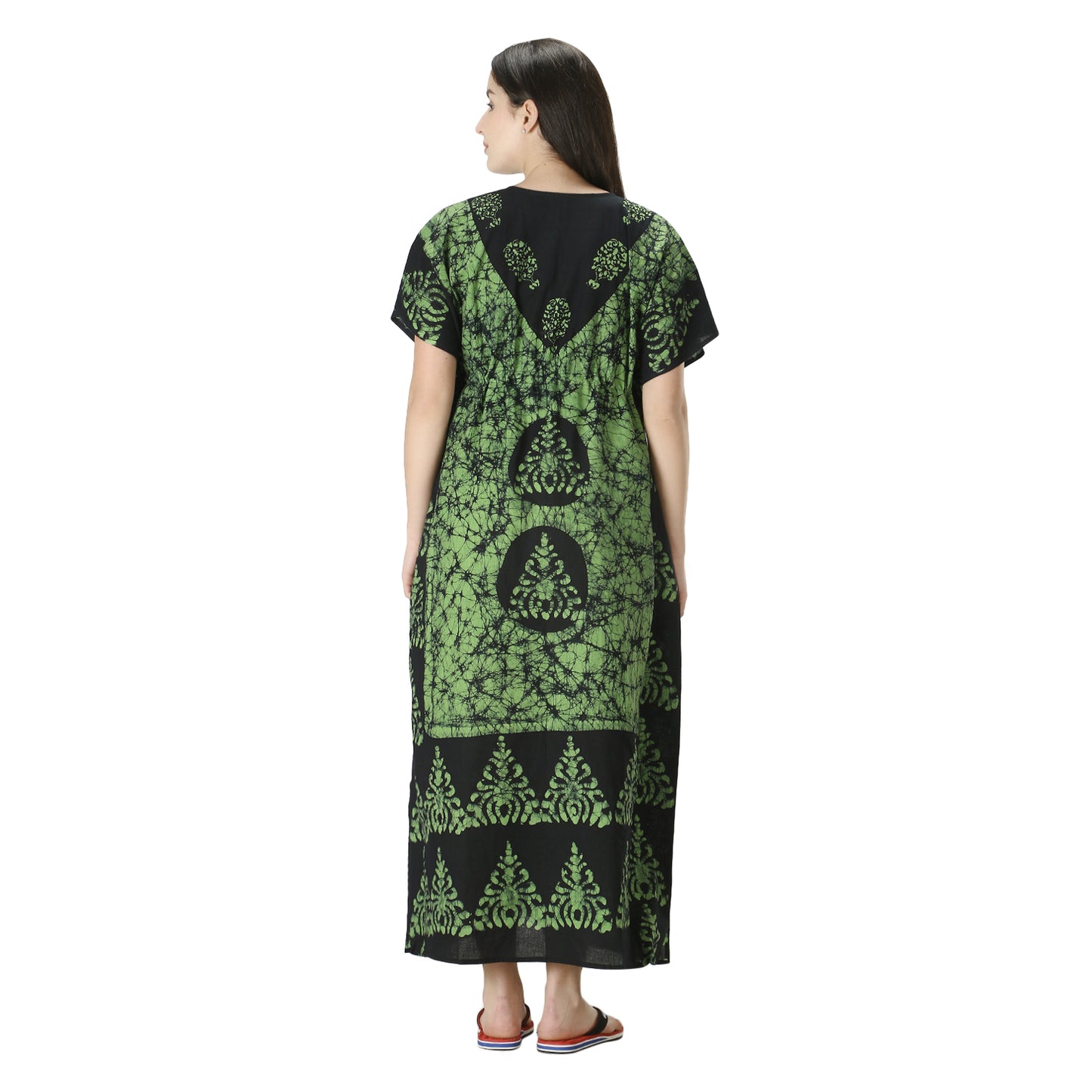 Printed Cotton Kaftan Maxi for Women – Comfortable & Stylish Lounge Wear (Green)