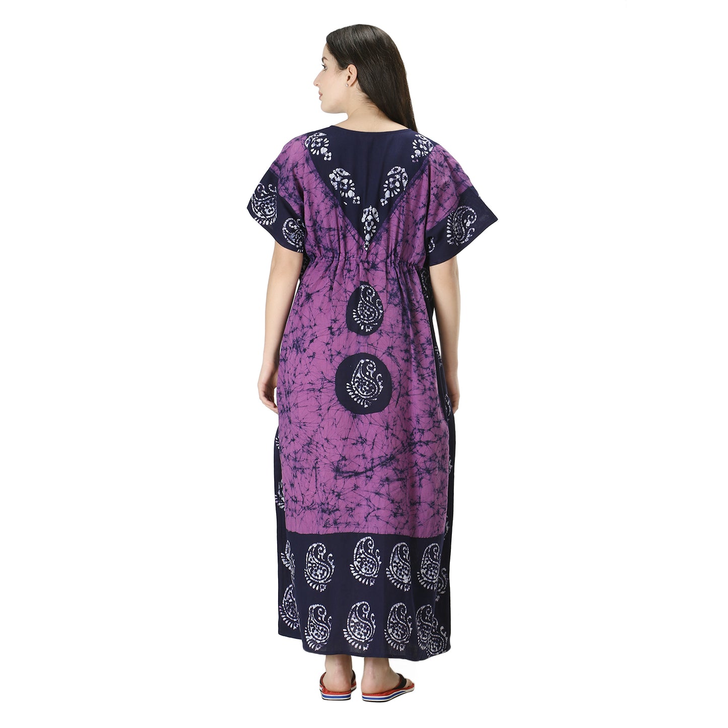 Printed Cotton Kaftan Maxi for Women – Comfortable & Stylish Lounge Wear (Purple)