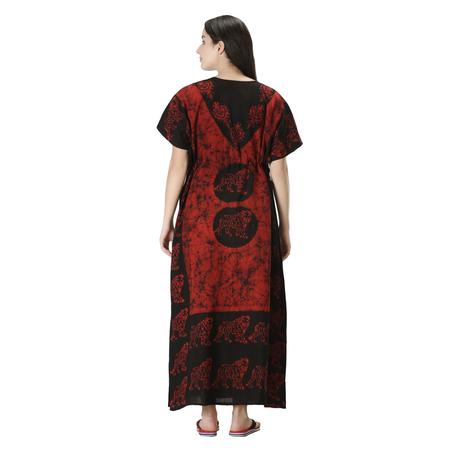 Printed Cotton Kaftan Maxi for Women – Comfortable & Stylish Lounge Wear (Black Maron)