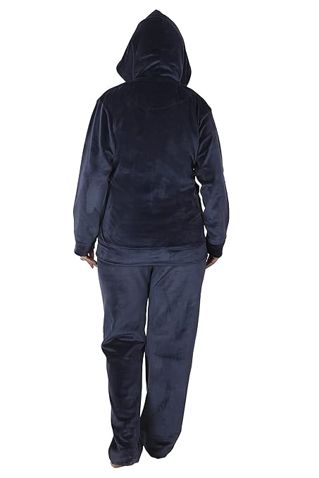 Velvet Winter Night Dress Suit – Cozy Top & Pajama Set | Warm Winter Tracksuit for Women (Navy)