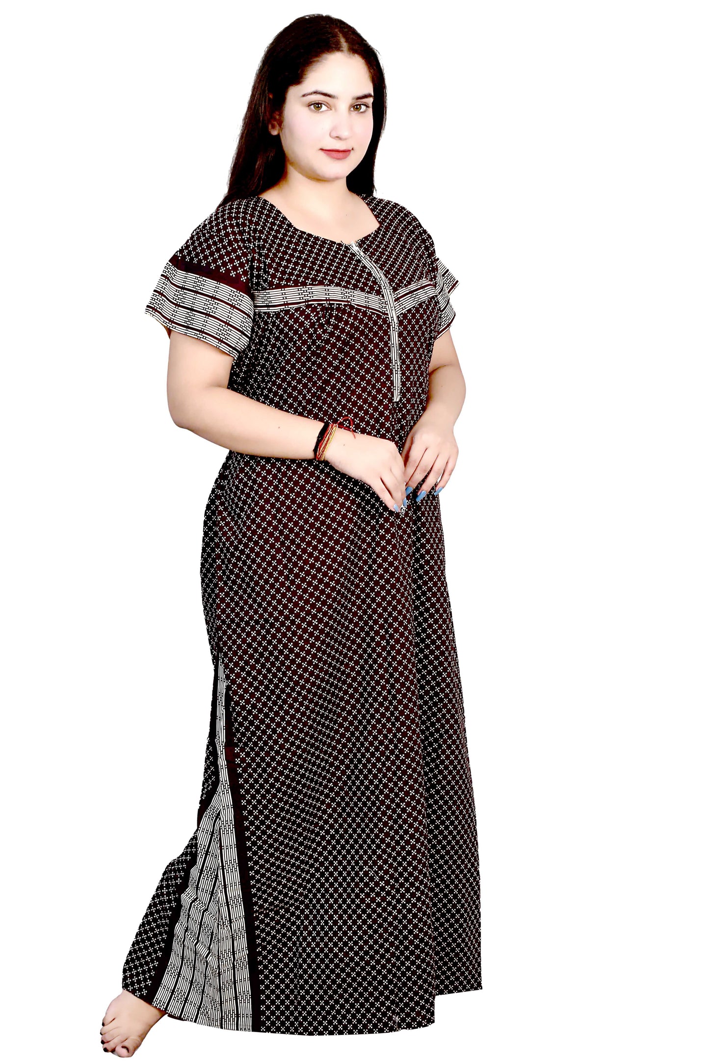 Cotton Feeding Maxi for Women, Night Dress – Comfortable & Stylish Maternity Wear (Purple)