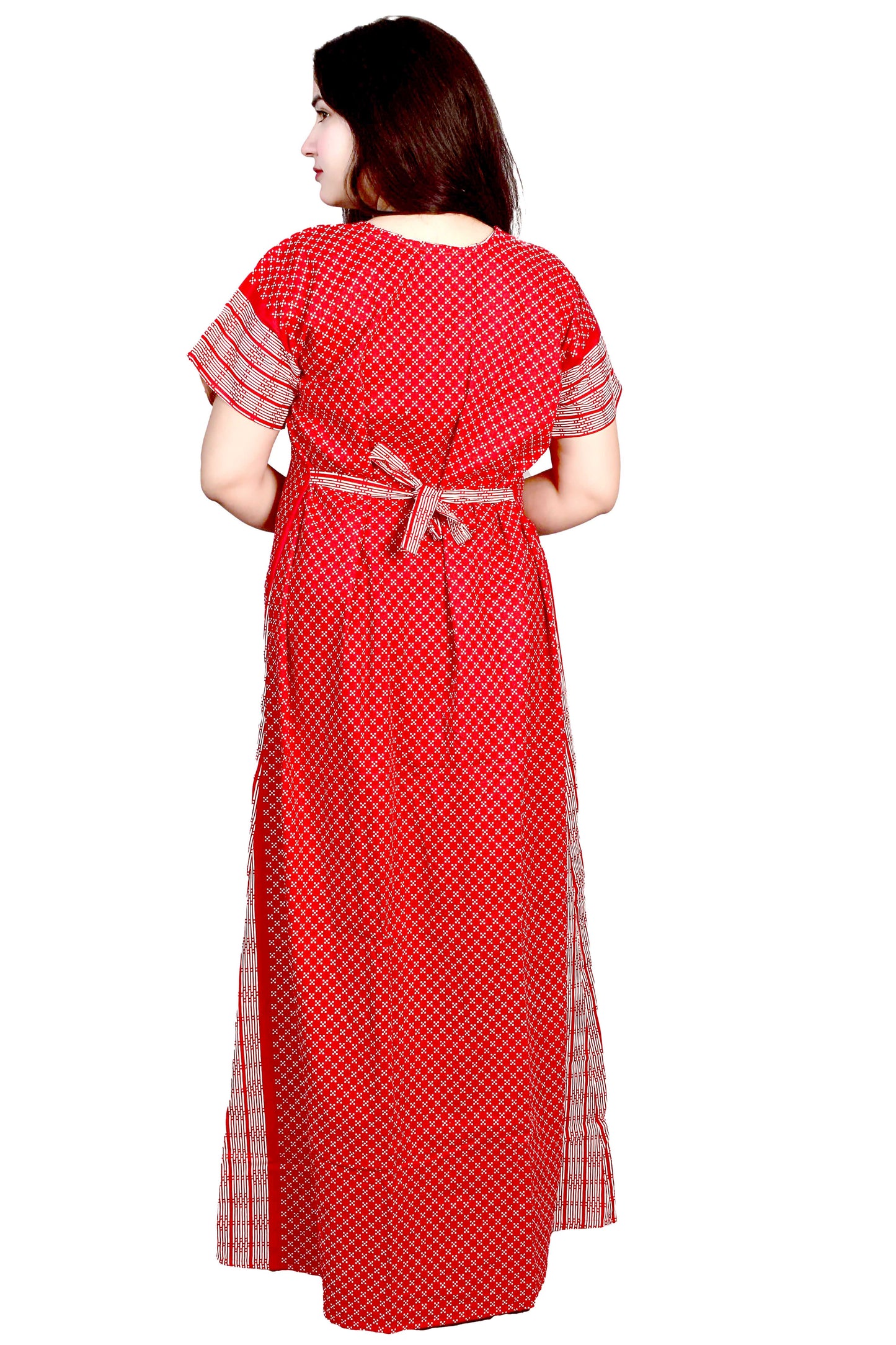 Cotton Feeding Maxi for Women, Night Dress – Comfortable & Stylish Maternity Wear (Red)