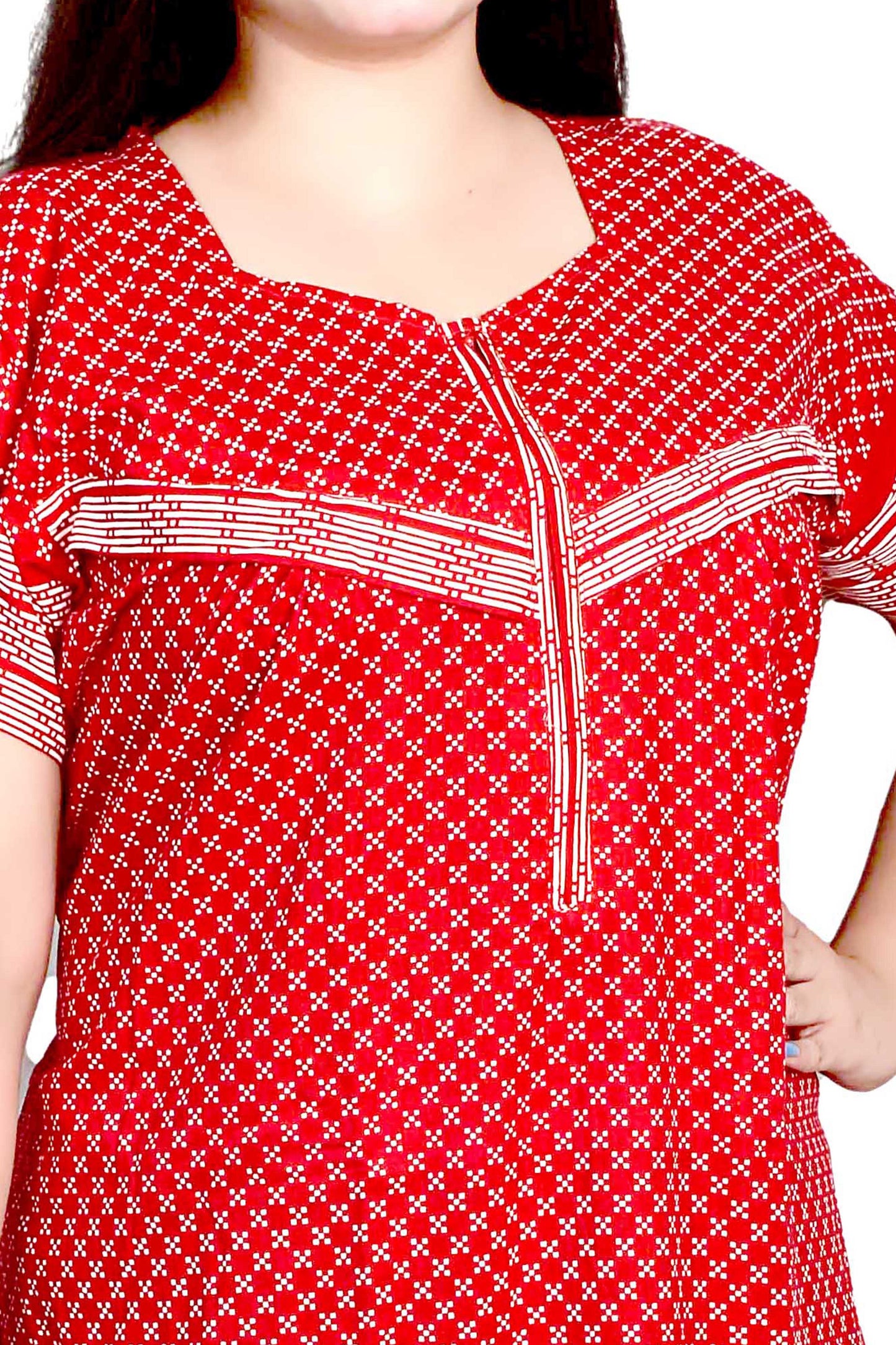 Cotton Feeding Maxi for Women, Night Dress – Comfortable & Stylish Maternity Wear (Red)
