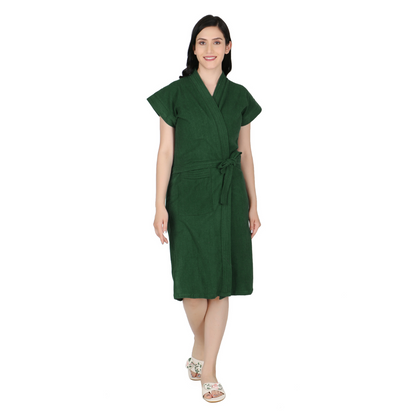 Soft & Absorbent Bathrobe for Women – Comfortable Spa & Lounge Wear (Drk Green)