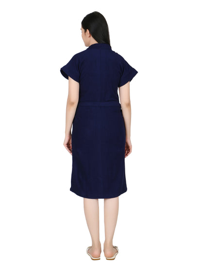 Soft & Absorbent Bathrobe for Women – Comfortable Spa & Lounge Wear (Navy)