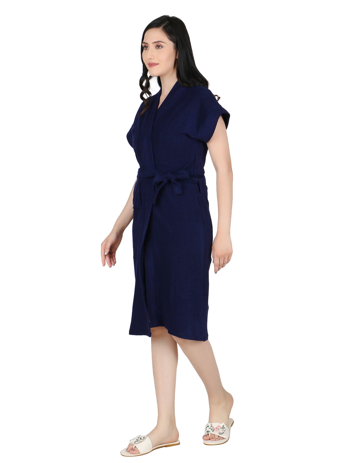 Soft & Absorbent Bathrobe for Women – Comfortable Spa & Lounge Wear (Navy)