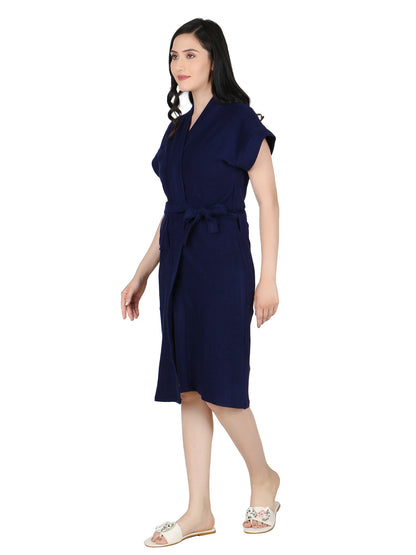 Soft & Absorbent Bathrobe for Women – Comfortable Spa & Lounge Wear (Navy)