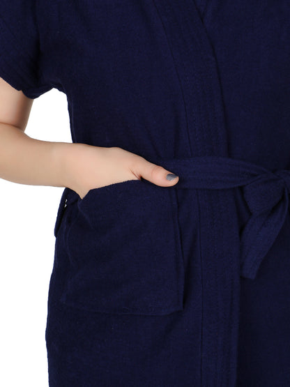 Soft & Absorbent Bathrobe for Women – Comfortable Spa & Lounge Wear (Navy)