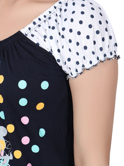 Mini Mouse Cartoon Printed Cotton Casual Short Nighty for Girls & Women – Cute & Comfortable Sleepwear