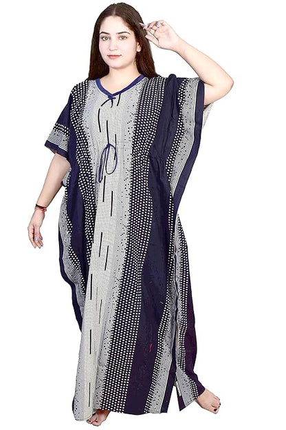 Cotton Printed Kaftan Maxi for Women – Comfortable & Stylish Lounge Wear Blue