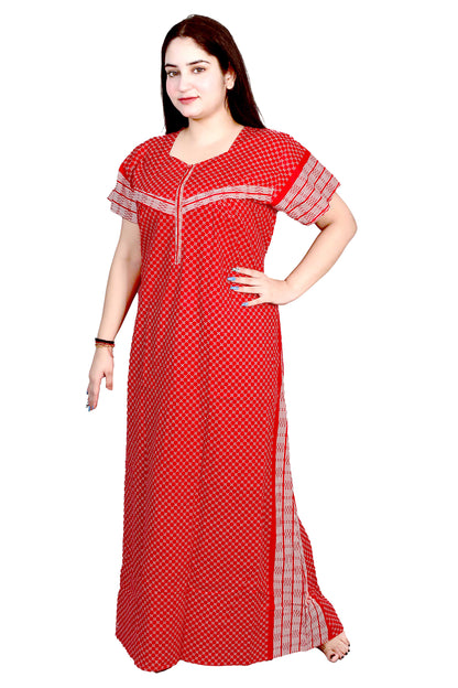 Cotton Feeding Maxi for Women, Night Dress – Comfortable & Stylish Maternity Wear (Red)